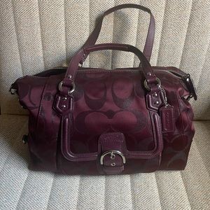 Burgundy Coach Campbell Signature Metallic handbag